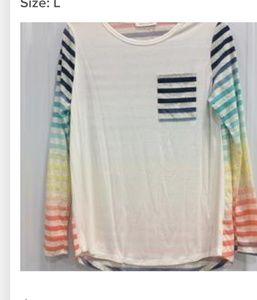 Filly Flair Large Striped Rainbow Long Sleeve Top